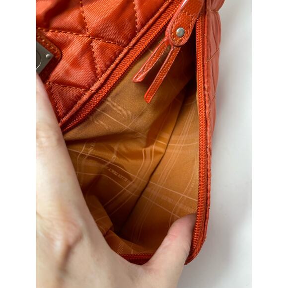 Ellen Tracy‎ Orange Quilted Weekender Bag Tote Travel Duffle Pockets Large FLAW - Picture 6 of 11
